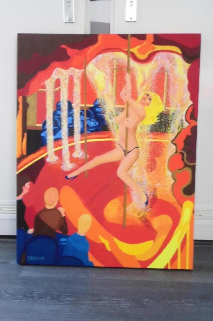 schilderij Dame aan paal, Ophalen