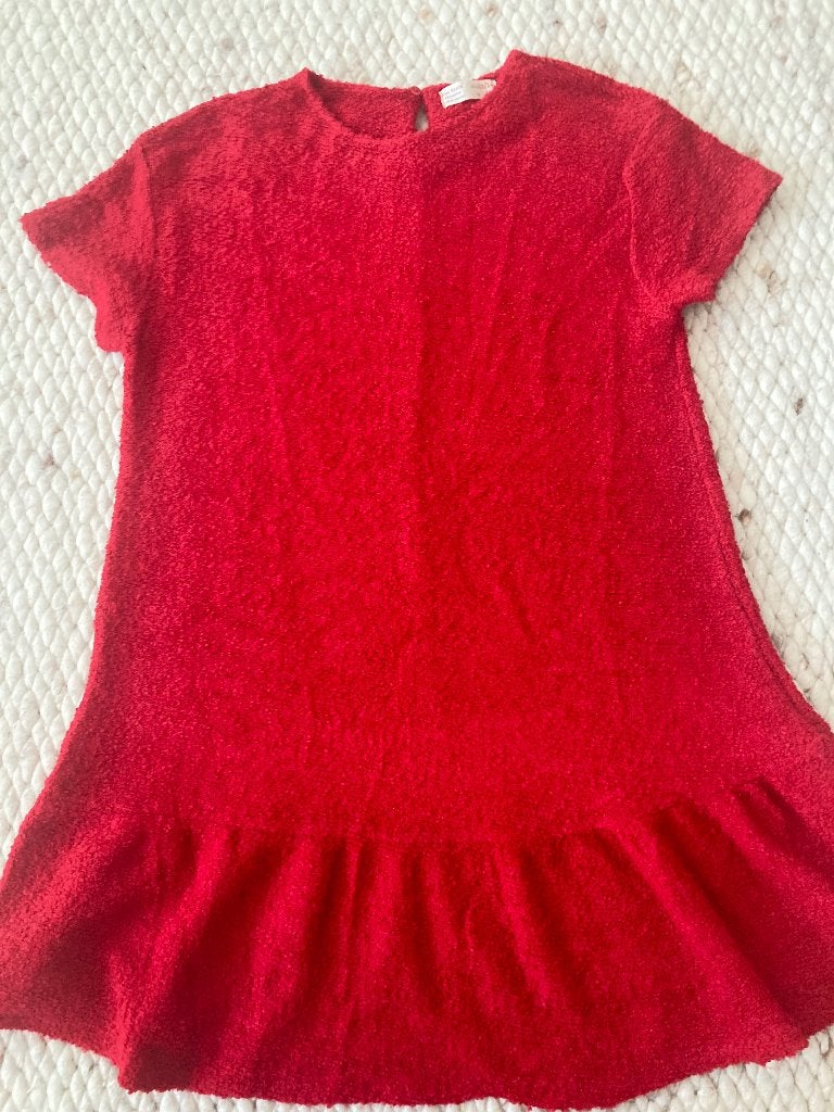 Rode bouclé jurk van Zara mt. 158, Meisje, Ophalen of Verzenden, Zo goed als nieuw, Zara girls