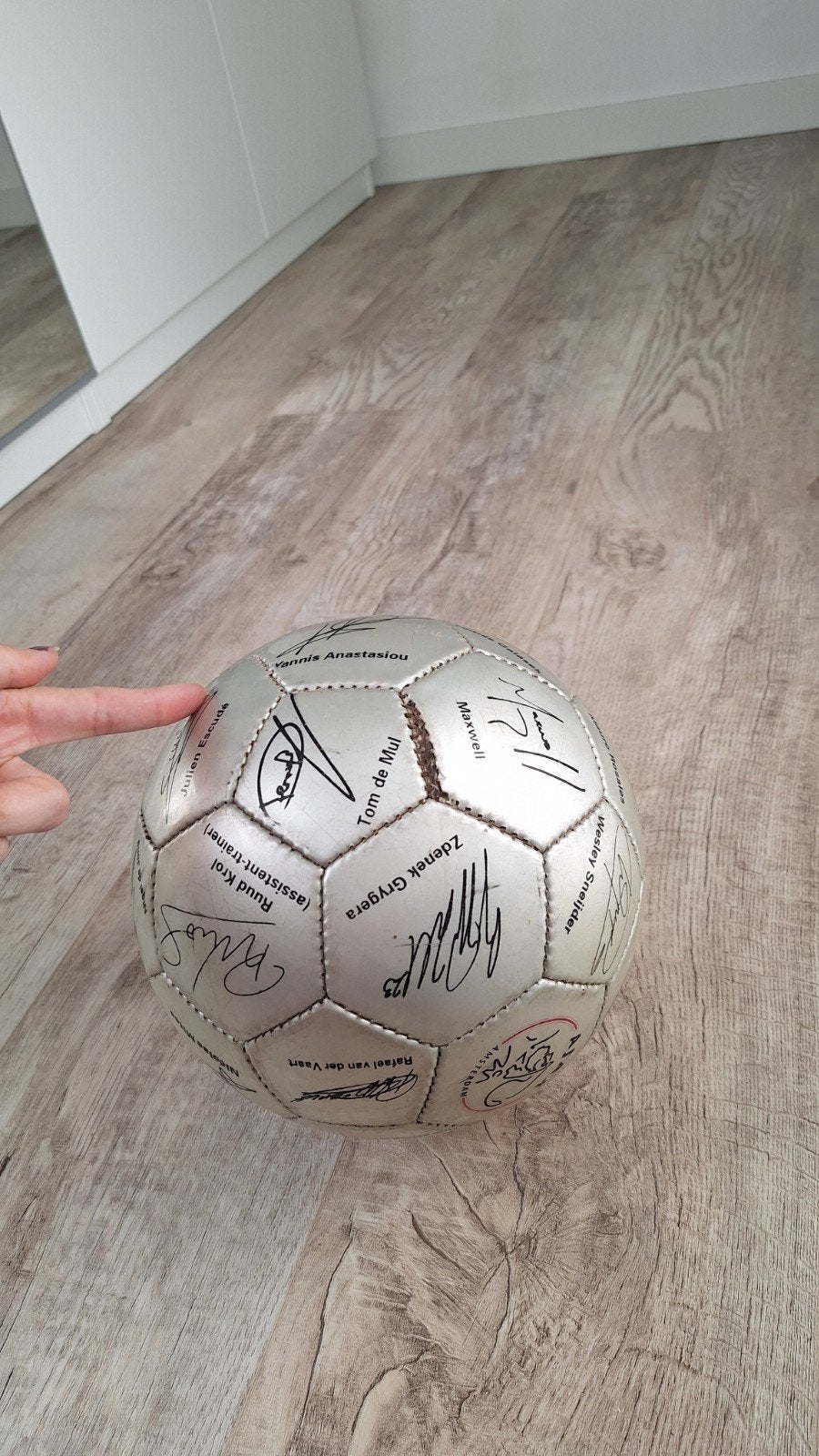 Ajax voetbal met handtekeningen (gebruikt), Ophalen of Verzenden, Gebruikt, Bal