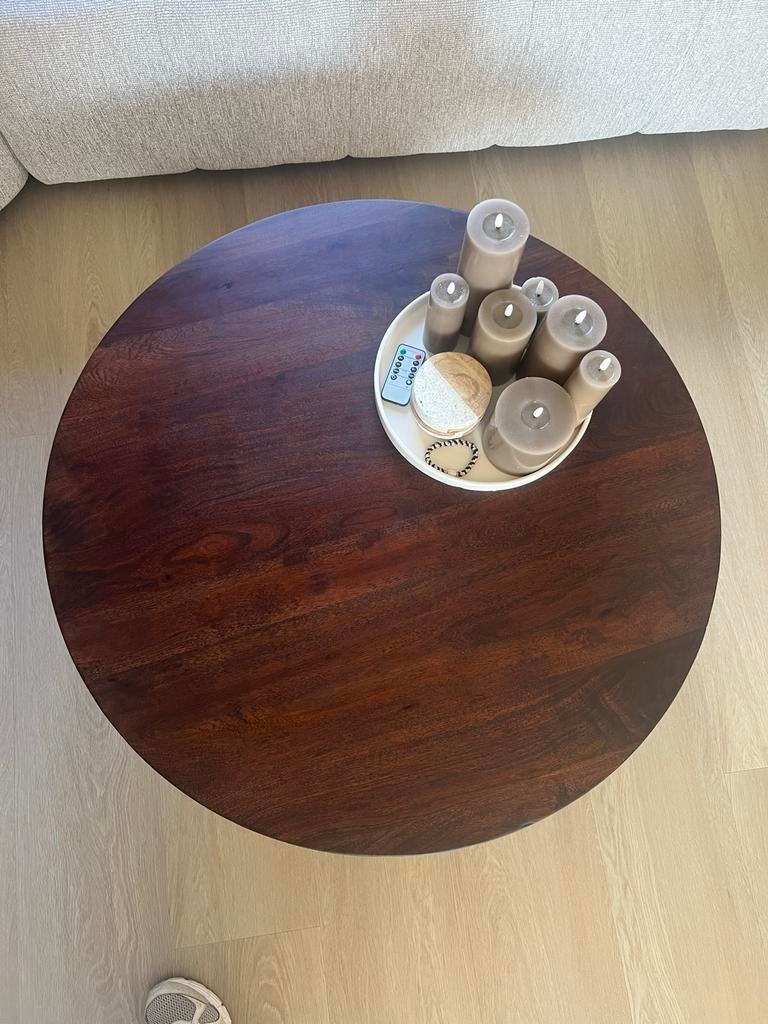Salontafel LIVIT Mano - Bruin, zo goed als nieuw, Huis en Inrichting, Ophalen, Zo goed als nieuw, Rond, Overige houtsoorten