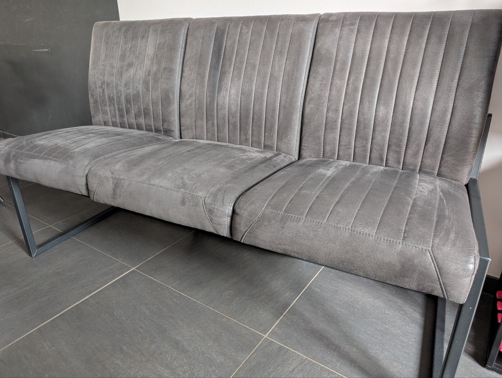 Eettafelbank driezits antraciet/zwart, Ophalen, Gebruikt, Minder dan 75 cm, 150 tot 200 cm