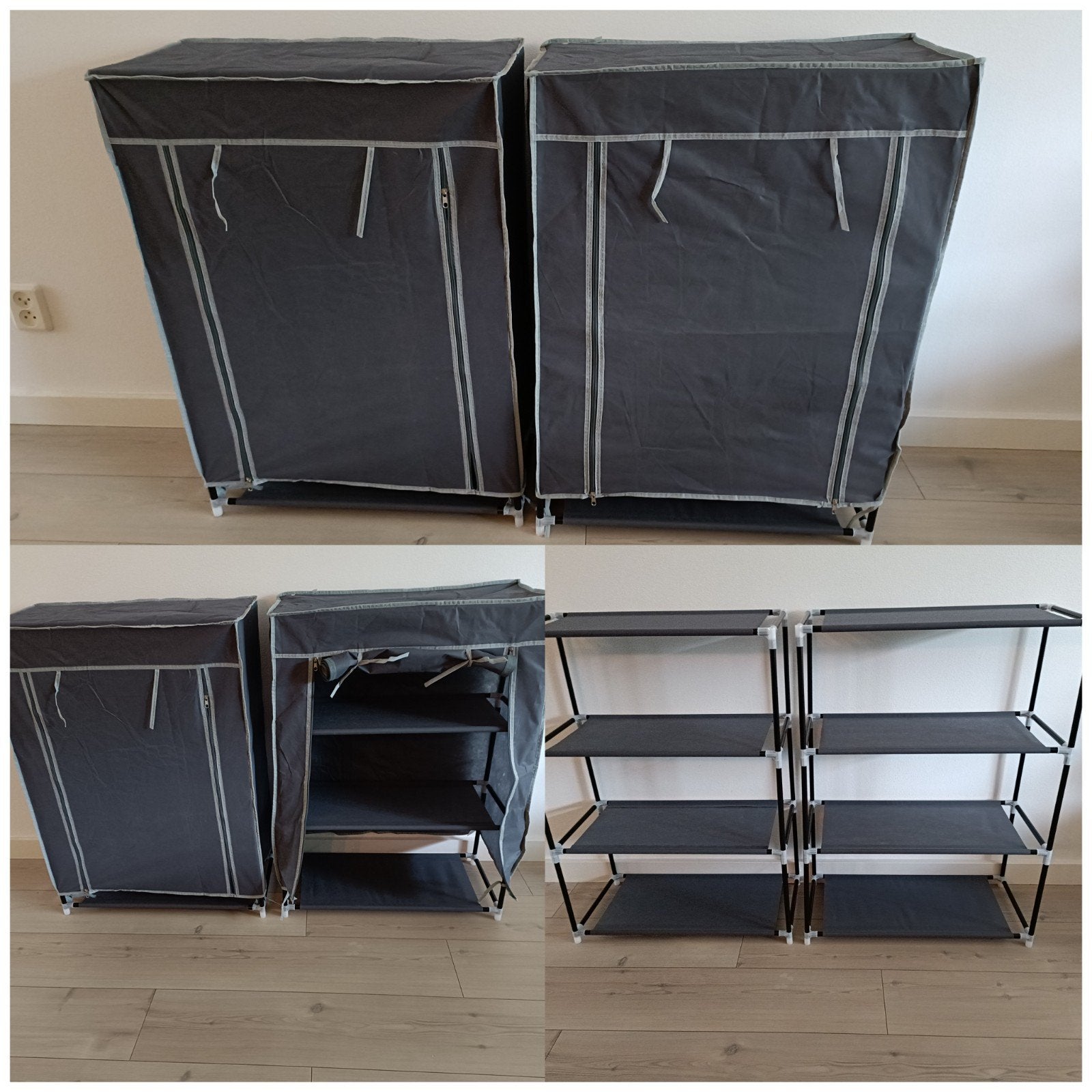 2x Modulaire Stoffen Opbergkast/Schoenenrek Grijs, Ophalen of Verzenden, Zo goed als nieuw