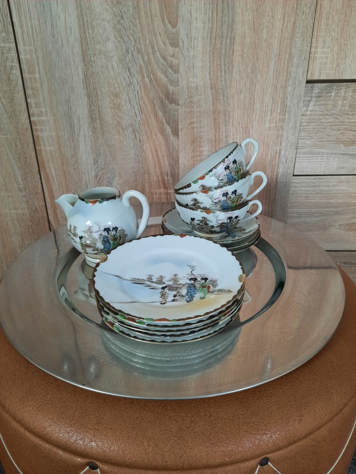 Antiek Japans theeservies Meiji Kutani eierschaal servies, Ophalen of Verzenden