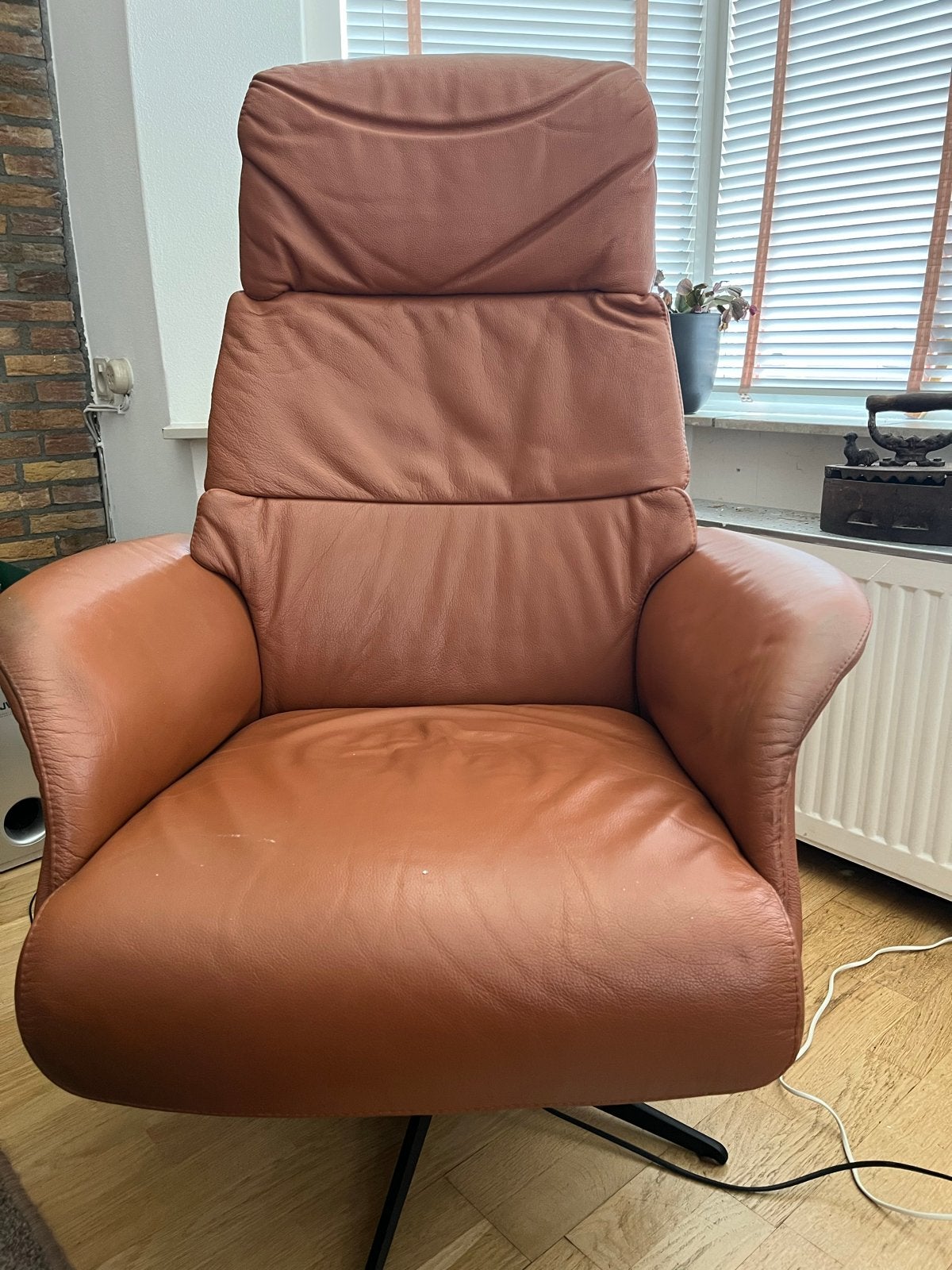 Leren Relaxfauteuil, Huis en Inrichting, Fauteuils, Ophalen, Gebruikt, Minder dan 75 cm, Leer