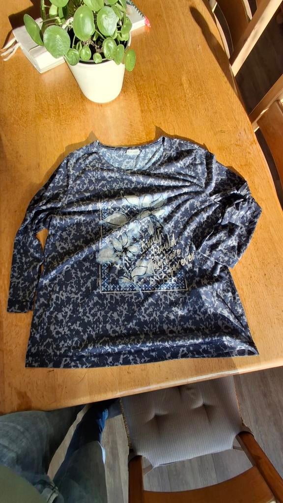 Gerry Weber Dames Top Maat 44 - Blauw met print, Blauw, Maat 42/44 (L), Ophalen of Verzenden, Zo goed als nieuw