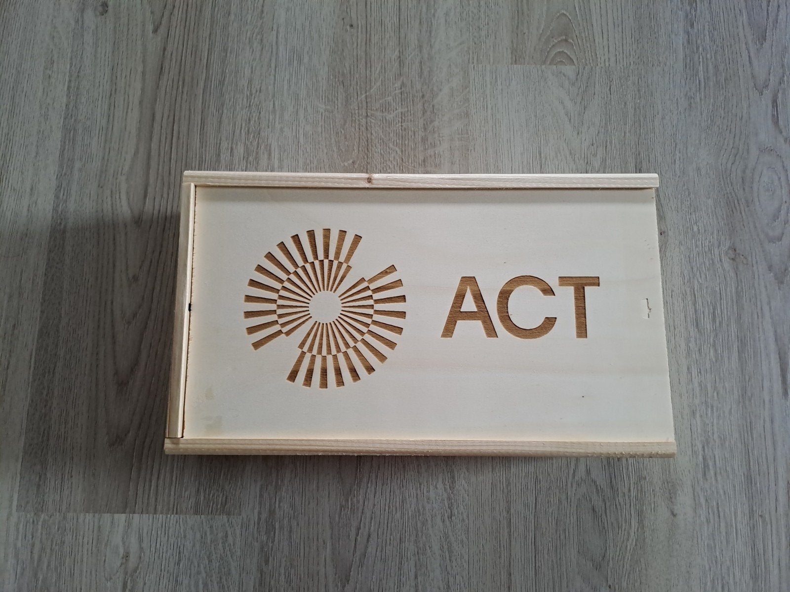 Houten doosje met ACT logo wijnkist wijnkistje, Ophalen of Verzenden, Zo goed als nieuw