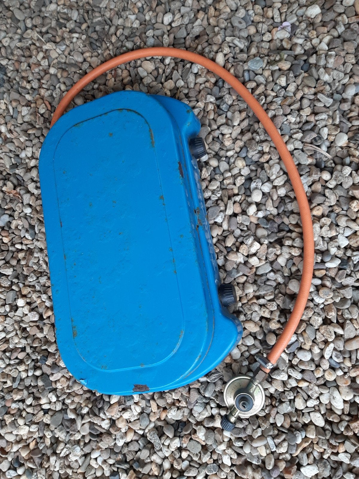 2-pits gas kooktoestel, Campinggaz met slang en drukregelaar, Ophalen of Verzenden, Gebruikt