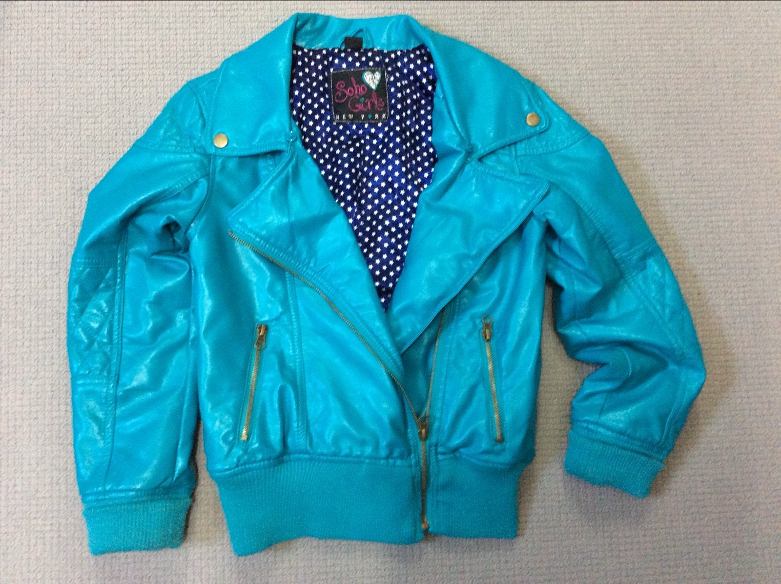 Stoere turquoise jas van SOHO Girls, maat 152, Ophalen of Verzenden, Gebruikt, Meisje, Jas
