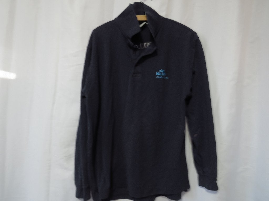 blauw klm drown lounge polo shirt mt L vlekken dus klusshirt, Klm, Ophalen of Verzenden, Gedragen, Maat 48/50 (M)