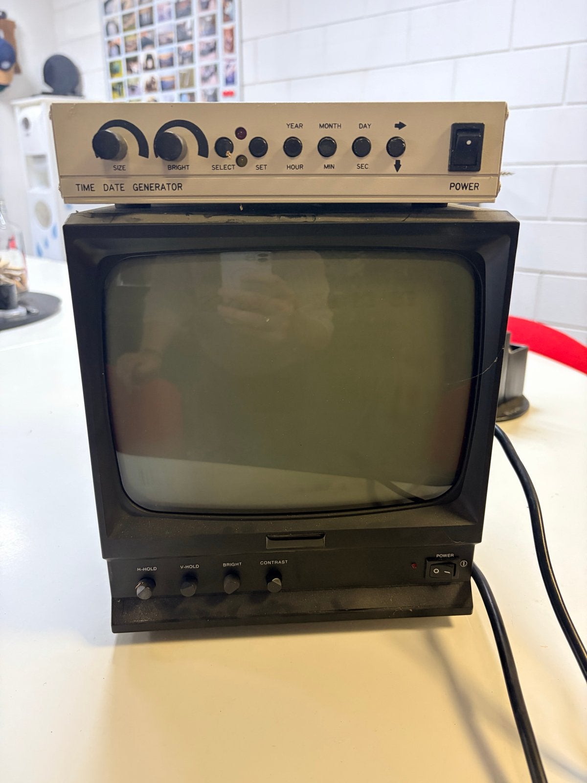 Vintage CRT Monitor met Tijd/Datum Generator, Audio, Tv en Foto, Vintage Televisies, Ophalen of Verzenden, Gebruikt, Minder dan 40 cm