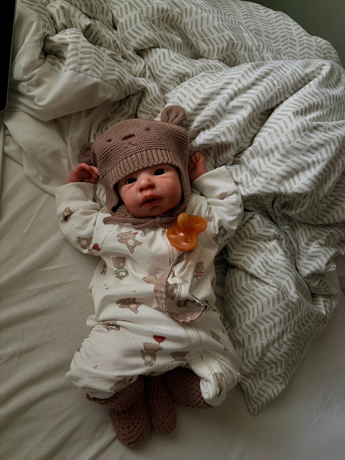 Reborn baby Jamie, Ophalen of Verzenden, Zo goed als nieuw, Babypop