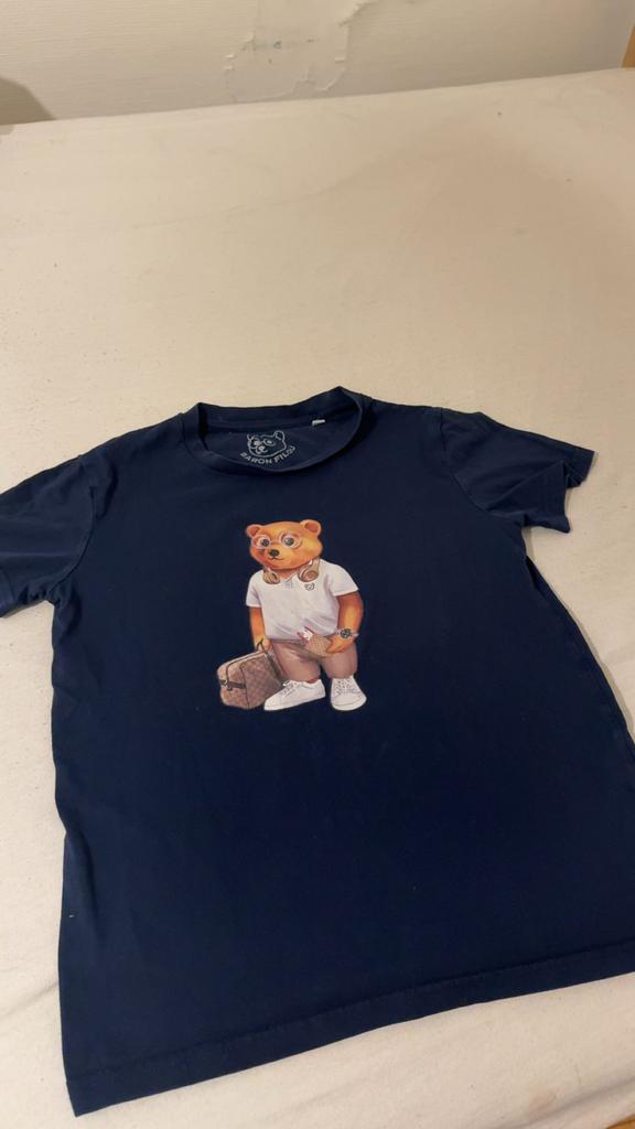 Baron Filou T-shirt Maat XS - Donkerblauw met beerprint, Kleding | Heren, T-shirts, Ophalen of Verzenden, Zo goed als nieuw