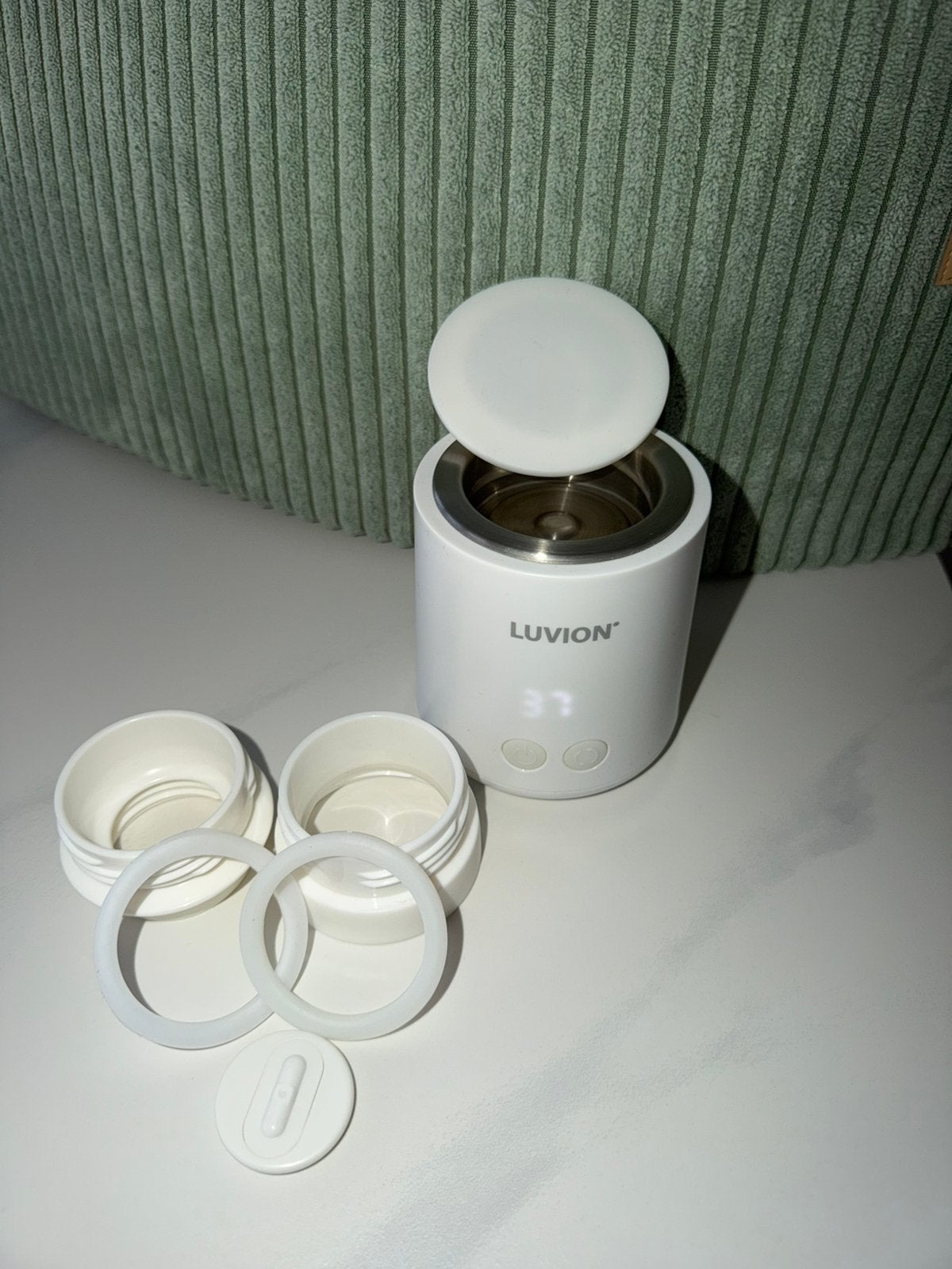 Luvion Ultra Pro flessenwarmer compleet, Flessen- of potjesverwarmer, Luvion, Ophalen of Verzenden, Zo goed als nieuw