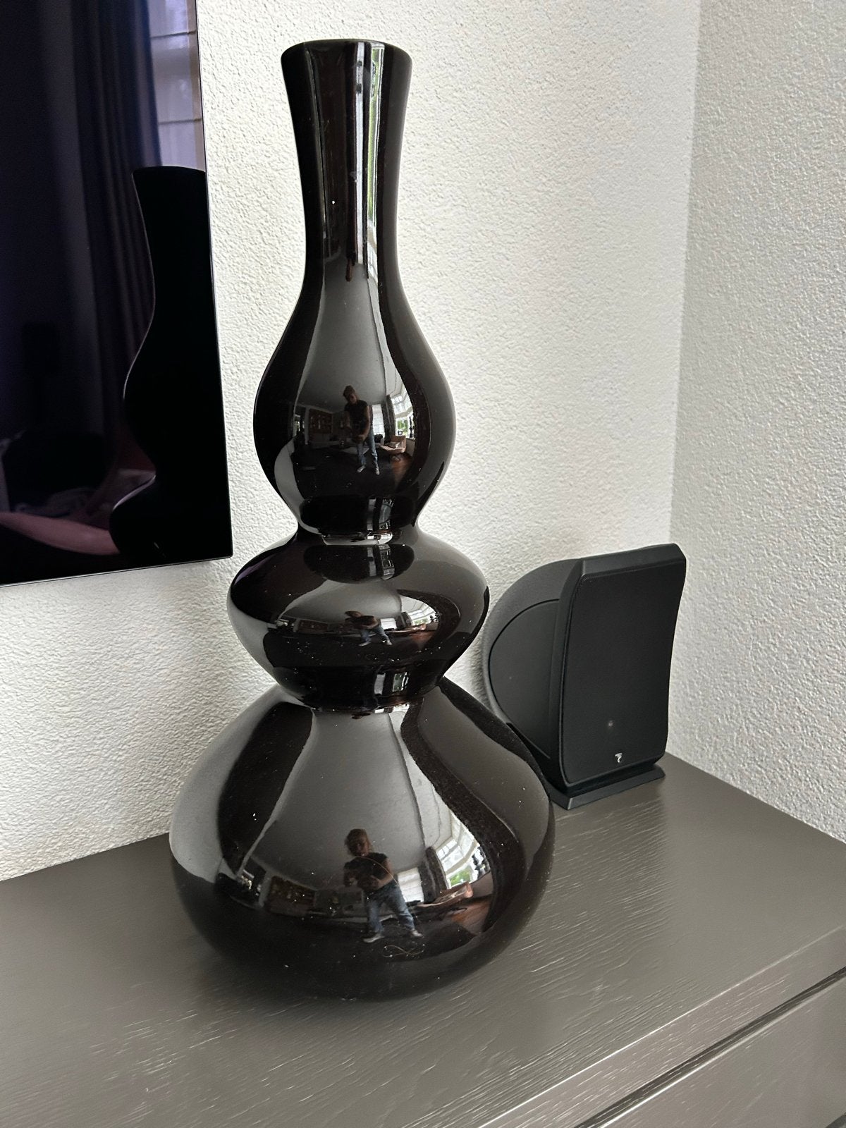 Moderne grote  Zwarte Vaas -, Huis en Inrichting, Woonaccessoires | Vazen, Ophalen of Verzenden, Zwart, Glas