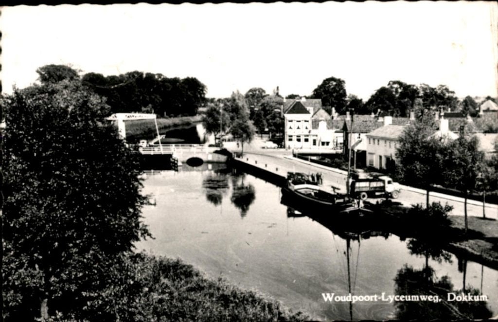 dokkum, kvr6-2144 woudpoort-lyceumweg, Ophalen of Verzenden, 1960 tot 1980, Gelopen, Friesland