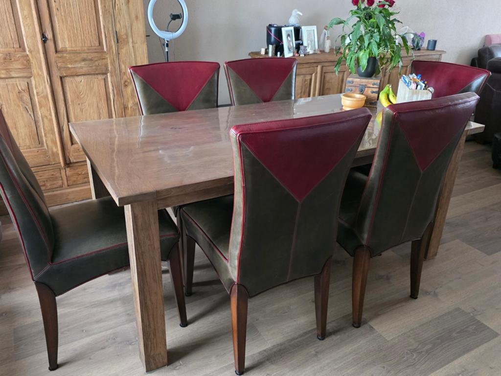 6 Mol en Geurts lederen eetkamerstoelen, Ophalen