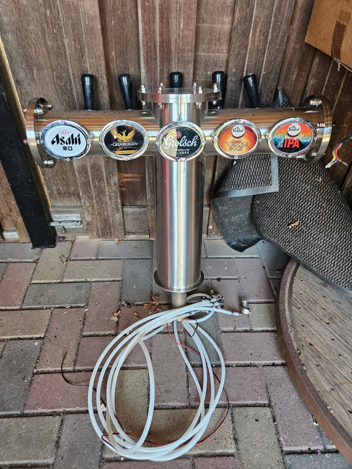 Biertap met 5 kranen - RVS, Ophalen, Gebruikt