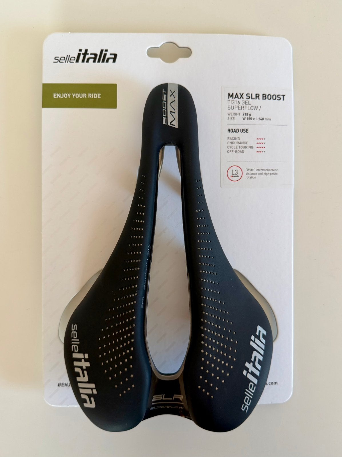Selle Italia Max SLR Boost TI316 Gel Superflow L3 155 mm, Ophalen of Verzenden, Zo goed als nieuw