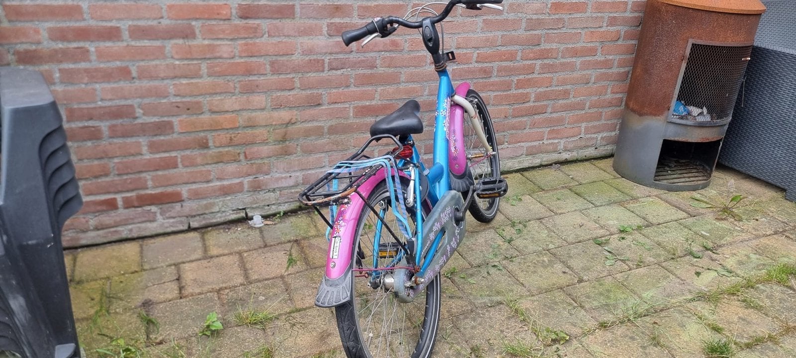 Leuke Kinderfiets - Blauw/Roze - Gebruikt, Ophalen, Gebruikt, Terugtraprem, 16 tot 20 inch