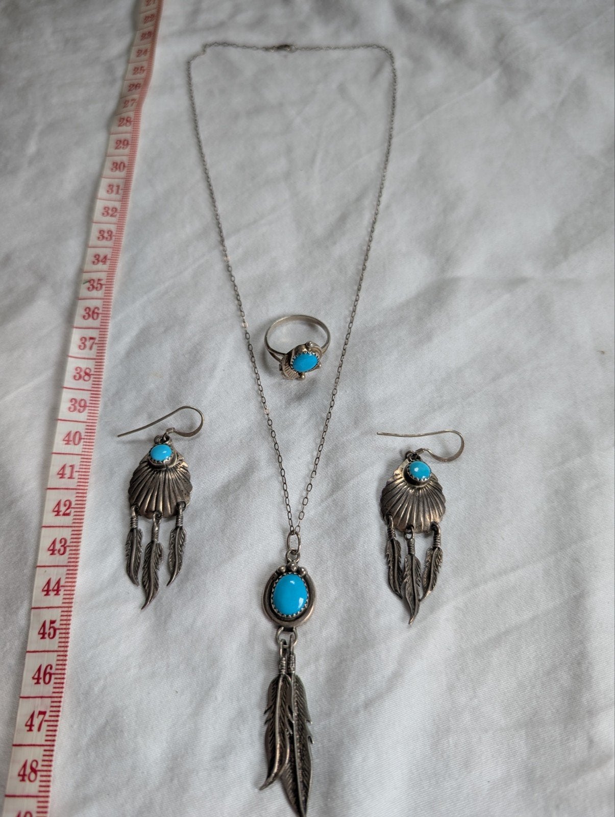 Navajo Sterling zilveren set gemerkt RB Richard Begay, Ophalen of Verzenden, Zilver, Ketting