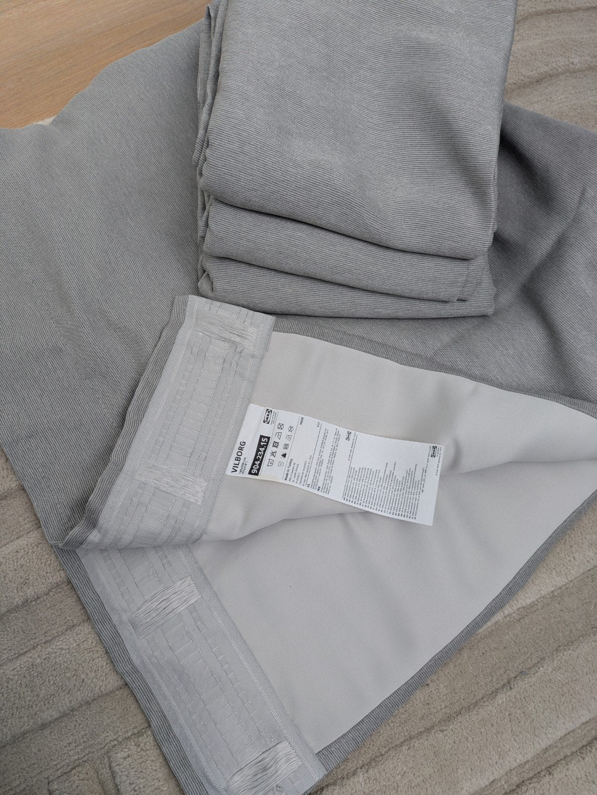 4x IKEA VILSBORG Gordijnen, grijs, 202cm, net gereinigd, Ophalen of Verzenden, Zo goed als nieuw, Gordijn, IKEA