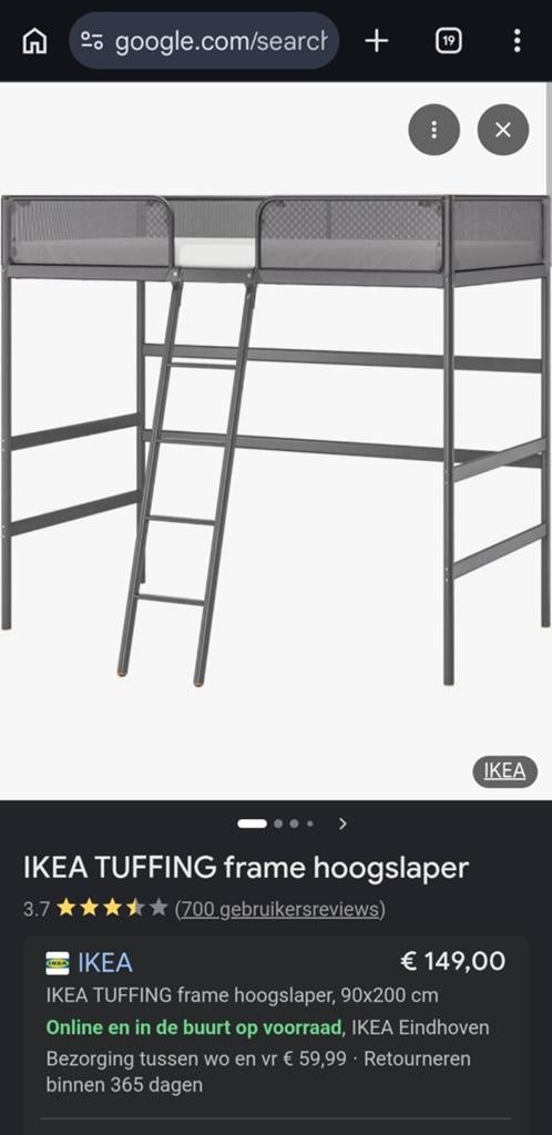 Zo goed als nieuwe IKEA Tuffing hoogslaper, Huis en Inrichting, Slaapkamer | Stapelbedden en Hoogslapers, Ophalen, Eenpersoons
