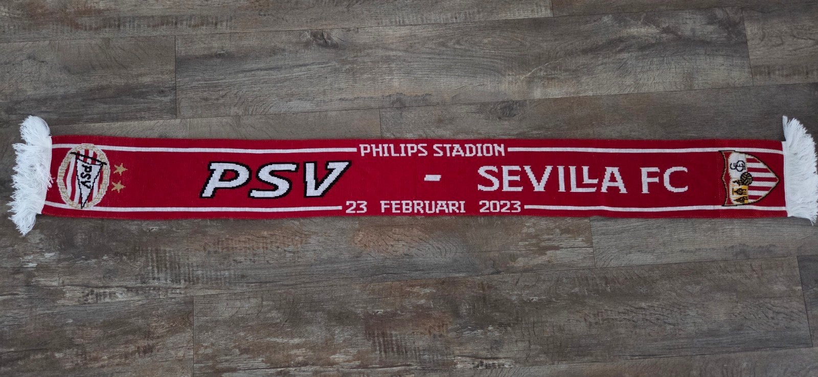 Sjaal PSV - Sevilla, Ophalen of Verzenden, Zo goed als nieuw, PSV, Vaantje of Sjaal