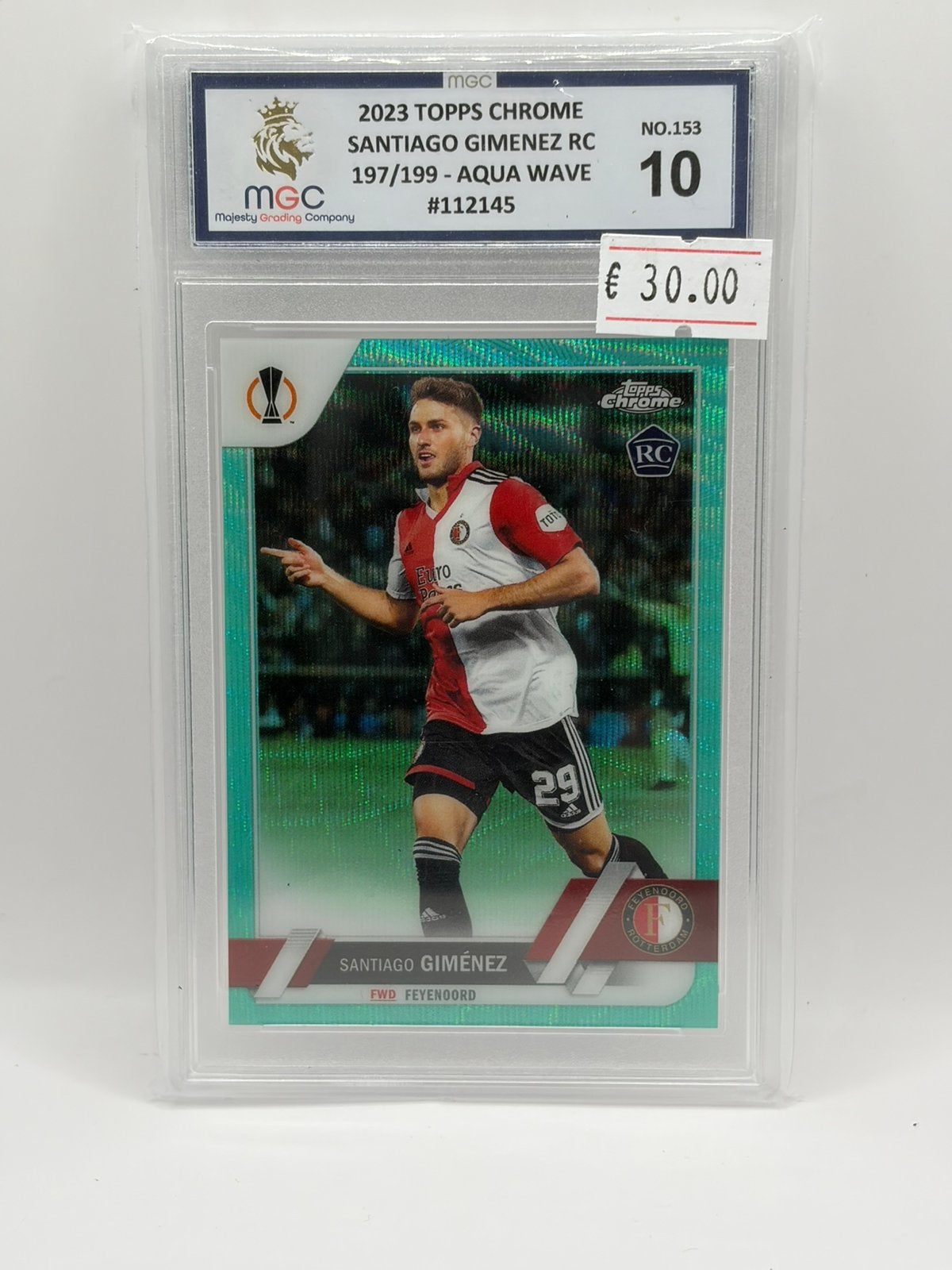 Santiago Gimenez - Topps Chrome - RC /199 - MGC 10, Ophalen of Verzenden, Zo goed als nieuw, Plaatje