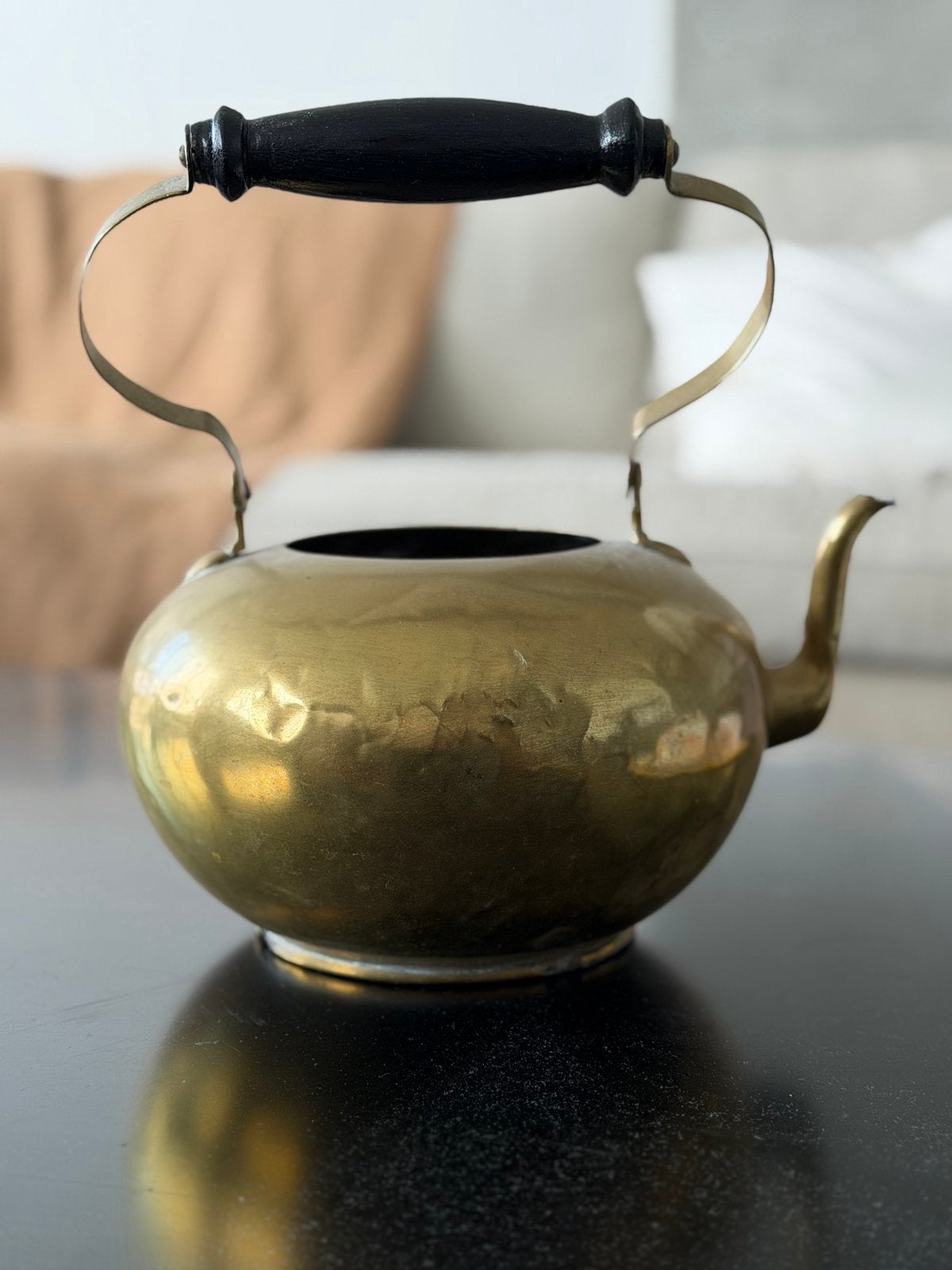 Vintage Koperen Theepot met Houten Handvat, Antiek en Kunst, Antiek | Koper en Brons, Ophalen, Koper