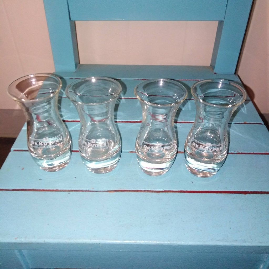 De kuyper jenever tulp glaasjes 4 stuks, Ophalen, Gebruikt, Borrel- of Shotglas