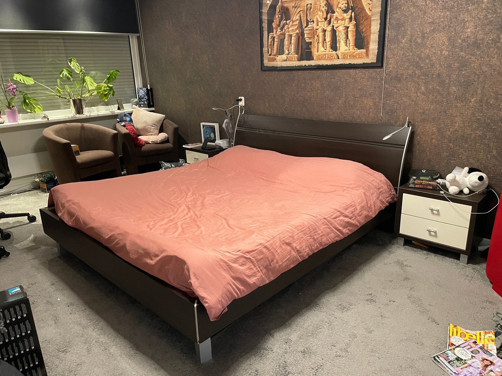 Gratis!!! Ombouw bed met twee nachtkastjes en leeslampjes, Huis en Inrichting, Slaapkamer | Bedden, Gebruikt, Tweepersoons, 180 cm