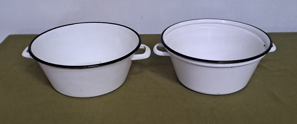 2 x wit emaille teil / tobbe, Ophalen of Verzenden