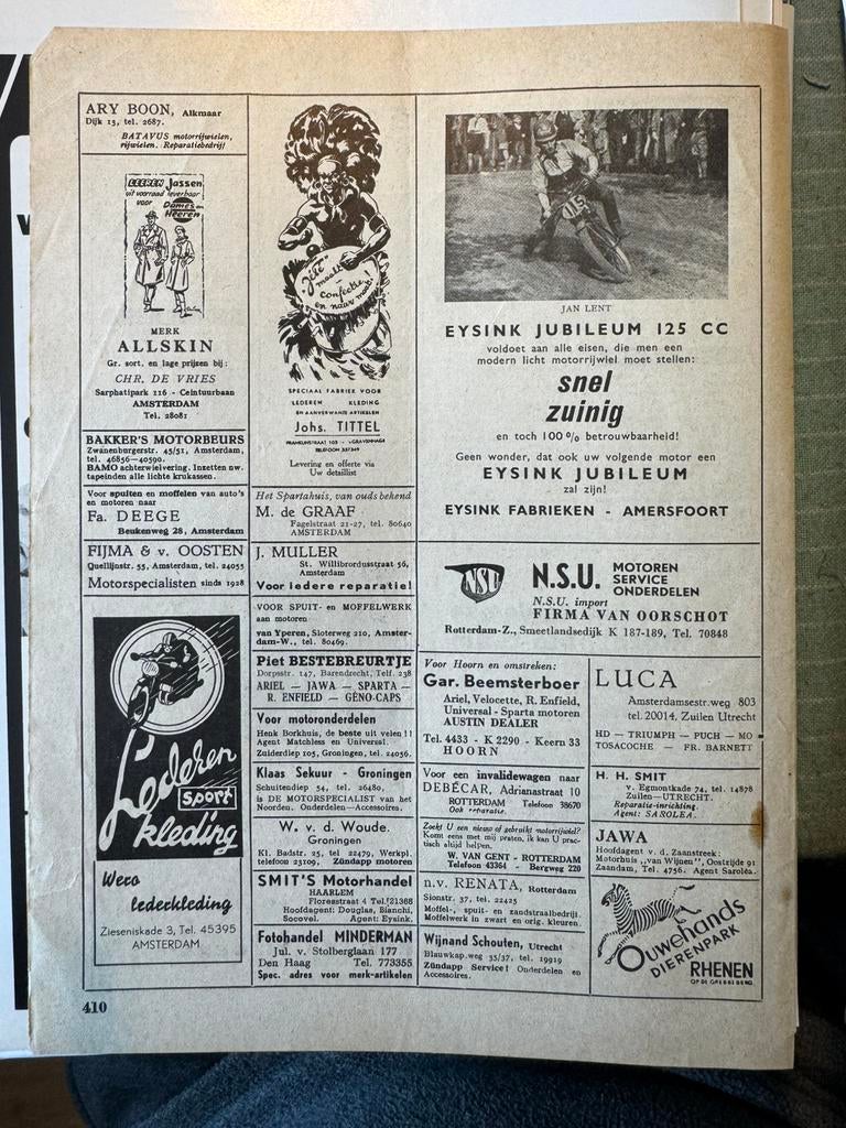 Advertentie Eysink Jubileum Jan Lent, Verzamelen, Verzenden, Gebruikt, Motoren