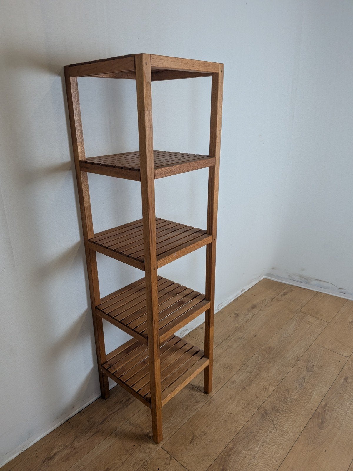 Houten Open Kast / Badkamerrek – 5 Planken – 139 cm Hoog, (Half)hoge kast, Gebruikt, Onbekend, Ophalen of Verzenden
