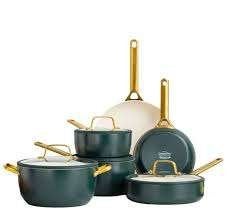 Pannenset Greenpan 10delig Padova Pine Green PFAS vrij, Huis en Inrichting, Pannenset, GreenPan, Nieuw, Aluminium