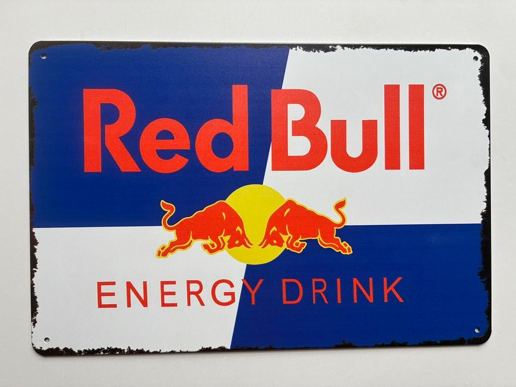 red bull Metalen wandbord 20 x 30 cm - Vintage mancave retro, Verzamelen, Merken en Reclamevoorwerpen, Reclamebord, Elspeet, Olt