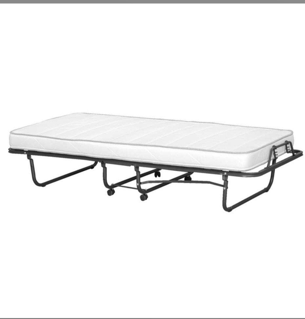 Opklapbaar eenpersoonsbed met matras, Ophalen, Gebruikt, Eenpersoons, Zwart