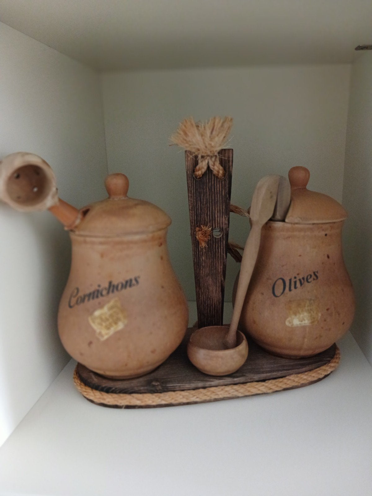 Franse Vintage Gres Set voor Olijven & Cornichons, Antiek en Kunst, Ophalen of Verzenden