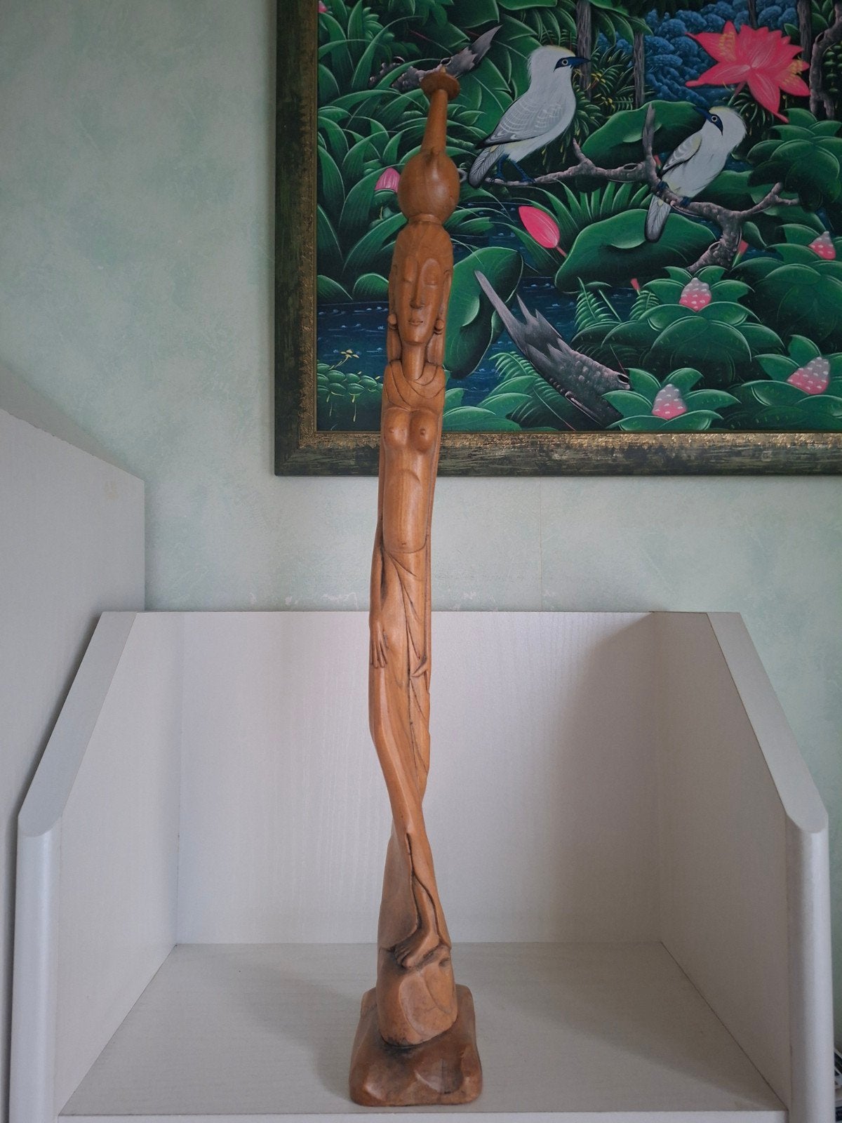 Art-Deco! Langgerekt houtsnijwerk van Balinese schone, Antiek en Kunst, Ophalen of Verzenden