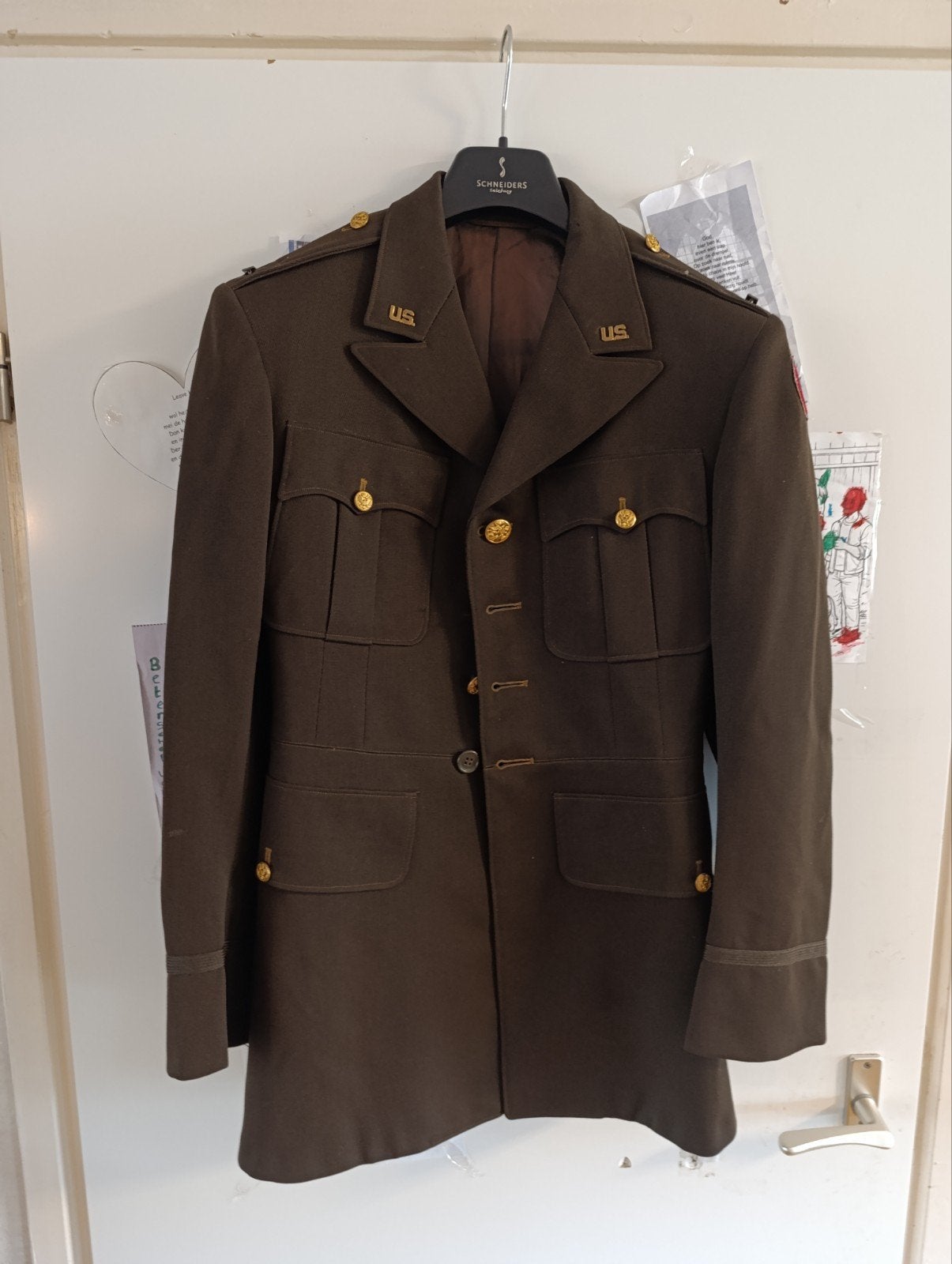 Originele WWII US Army Officer Service Coat - Henry's Wichit, Verzamelen, Ophalen of Verzenden, Landmacht, Amerika, Kleding of Schoenen