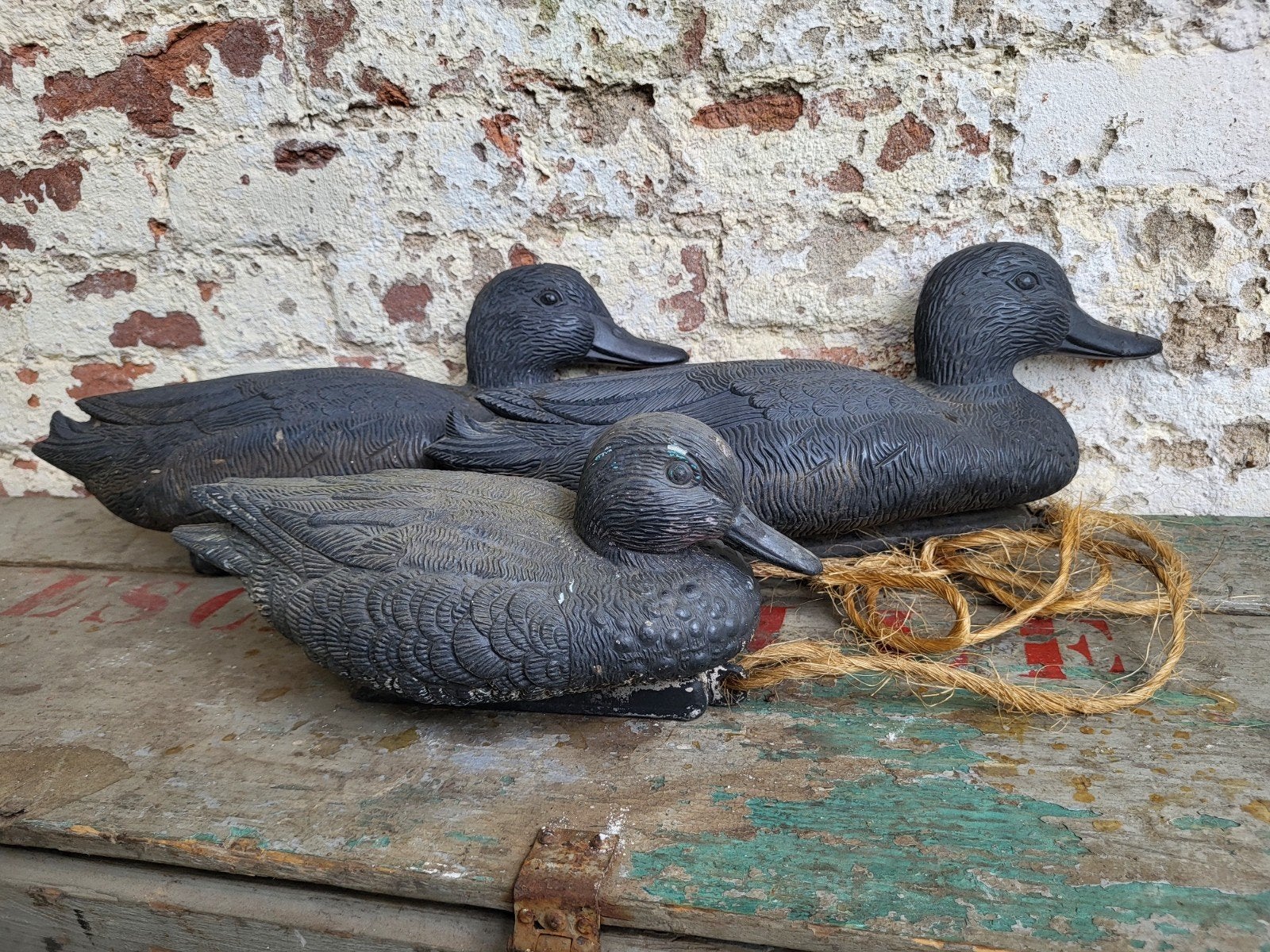 set van 3 oude brocante kunststof lokeenden/ allegonda, Antiek en Kunst, Ophalen of Verzenden