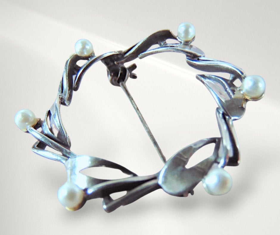NIEUWE GL 925 zilveren ART DECO cirkel broche faux parels!, Sieraden, Tassen en Uiterlijk, Verzenden, Minder dan 4 cm, Nieuw, X