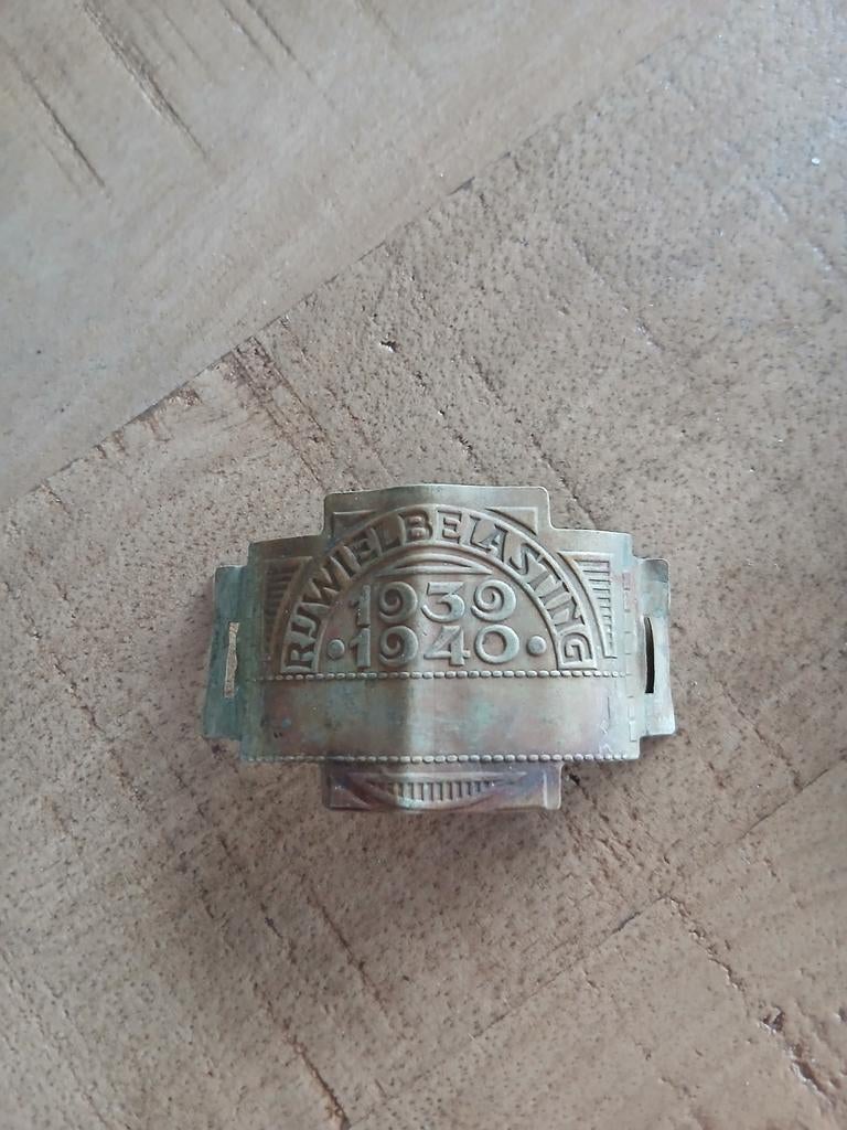 Nederlands Rijwielbelastingplaatje 1939-1940, Ophalen of Verzenden, Gebruikt