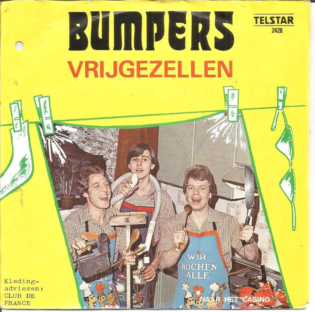 De Bumpers – Vrijgezellen (1977), Fotohoes, 7 inch, Ophalen of Verzenden, Zo goed als nieuw