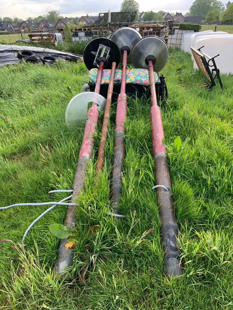 Lantaarnpaal kap 4x, Tuin en Terras, Buitenverlichting, Ophalen, Gebruikt, Staande lamp, Netvoeding
