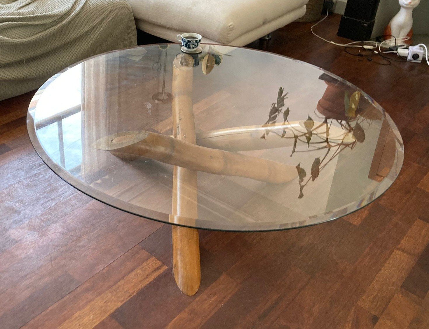Prachtige salontafel, Ophalen, Rond, Zo goed als nieuw, 100 tot 150 cm
