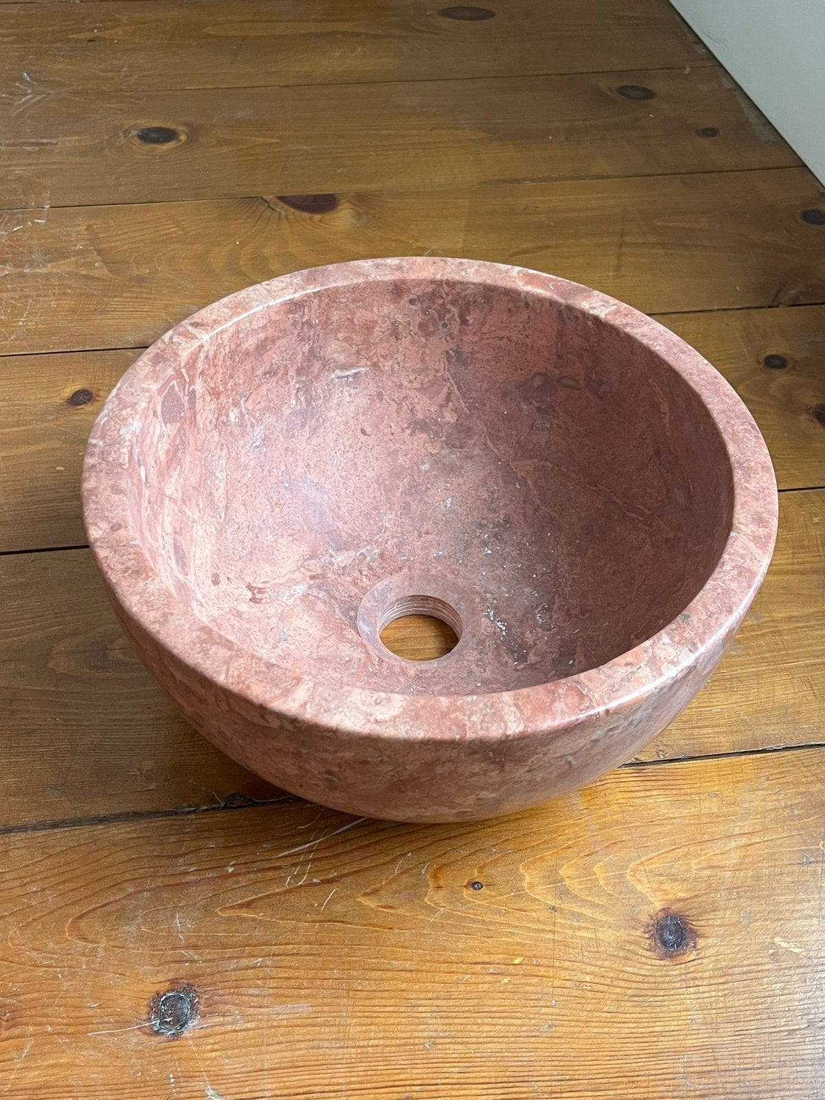 Nieuwe roze natuursteen travertijn waskom 32cm, Doe-het-zelf en Verbouw, Sanitair, Ophalen, Nieuw, Steen, Wastafel