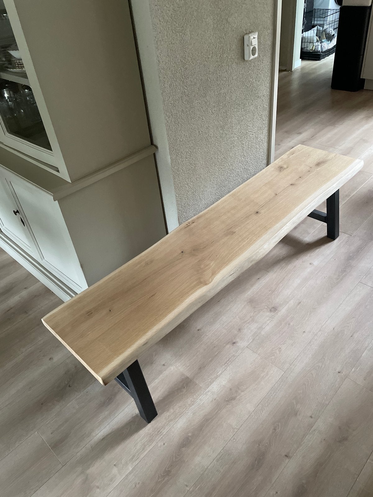 Houten bankje 170x38x44 cm voor eettafel, Ophalen, Bruin, Zo goed als nieuw, Eén