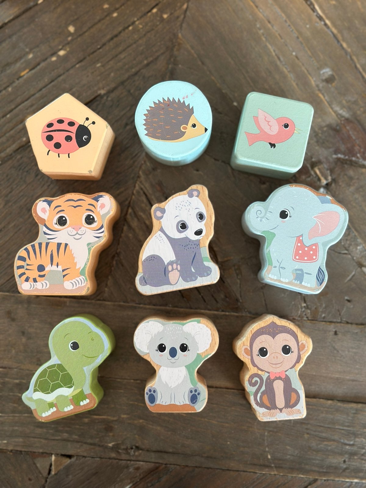 Houten Dieren Figuren - Stapel- en Fantasiespel, Ophalen of Verzenden, Gebruikt, Overige typen