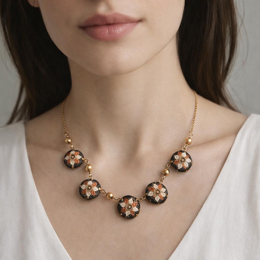vintage 50/60's millefiori/ketting- micro mozaïek hangers, Ophalen of Verzenden, Overige materialen, Ketting